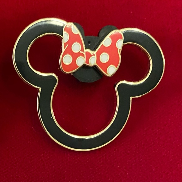 Disney Jewelry - Disney Minnie Mouse Icon Outline Pin with Red White Polka Dot Bow